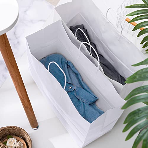 Eupako 16x6x12 Paper Bags, White Large Paper Bags with Handles Bulk, Kraft Grocery Bags, Paper Shopping Bags, Merchandise Bags, Retail Bags (Pack of 50) - Image 5
