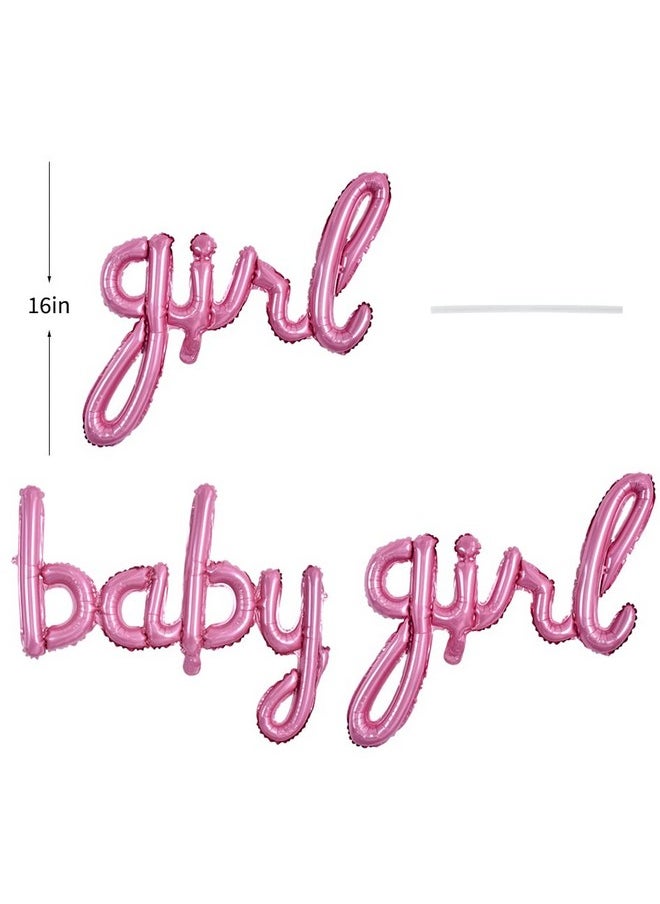 TONIFUL - Baby Girl Letter Balloons16 Inch Pink Baby Girl Shower Foil Balloons Banner For Gender Reveal Party Baby Birthdays Party Decoration - Image 1