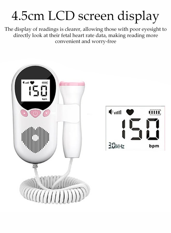Doppler Fetal Heart Rate Monitor，Prenatal Heartrate Monitor，Portable Baby Heartbeat Monitor ，with LCD Screen，Dustproof and Waterproof，Easy to use，Suitable For Pregnant Women - Image 3