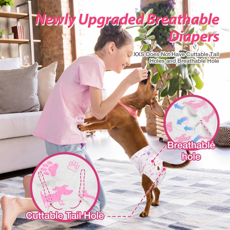 DONO Disposable Doggie Diapers Female Cute Girl Doggy Super Absorbent Soft Heating and Pee Puppy Diapers Female Liners, 36pcs XS Diapers for Dogs and Cats - Image 4
