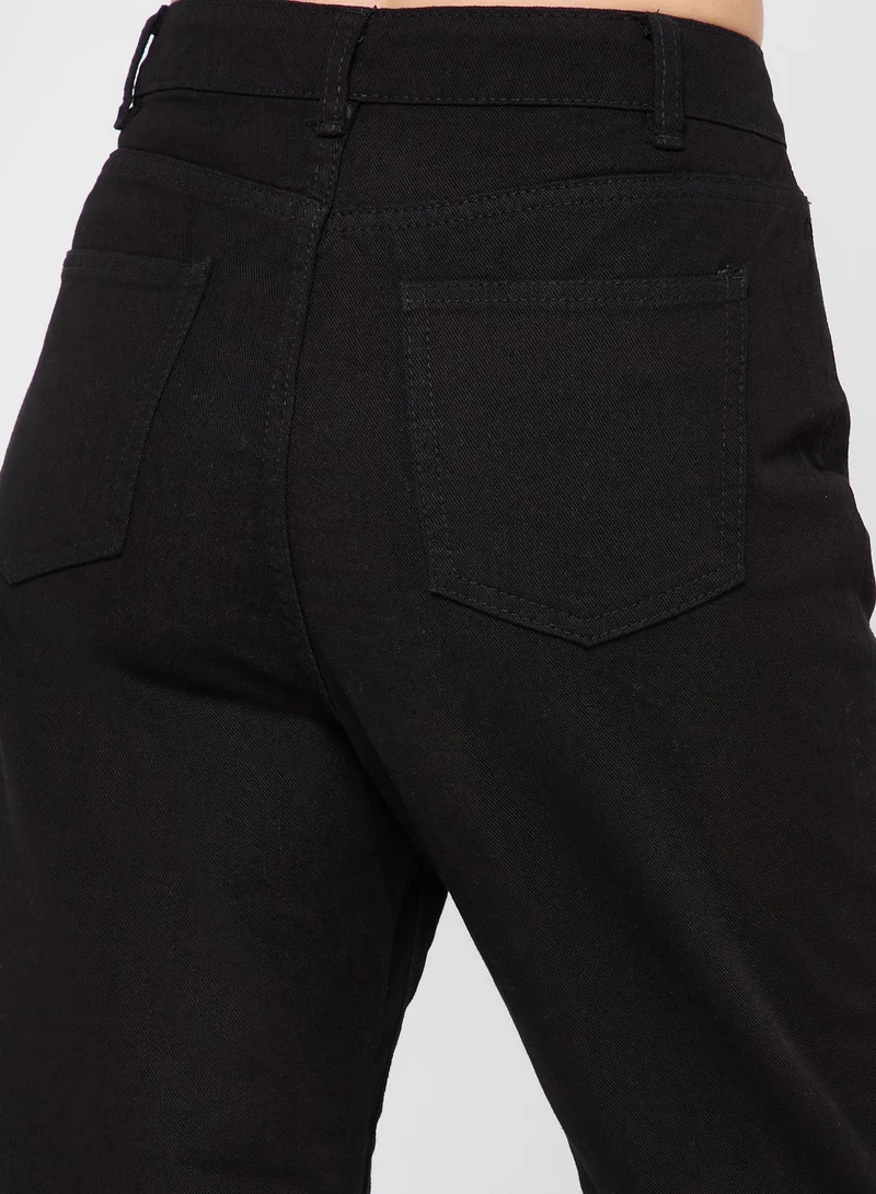 boohoo High Waist Split Jeans