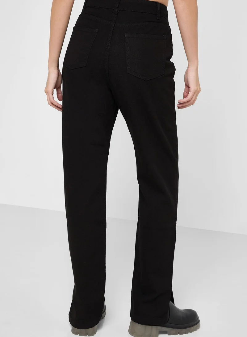 boohoo High Waist Split Jeans