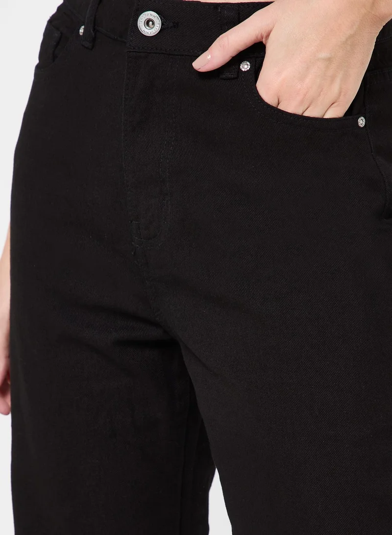 boohoo High Waist Split Jeans