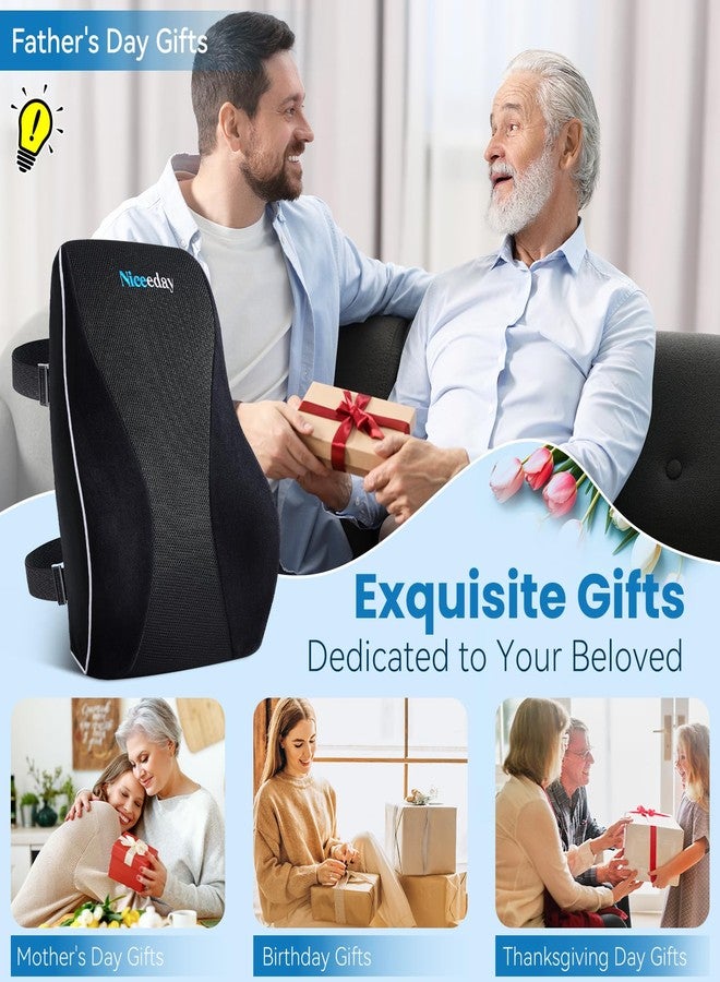 Niceeday Lumbar Support Pillow for Office Chair Car, Gaming Chair Lower Back Pain Relief Memory Foam Cushion with Greeting Card,3D Mesh Cover Ergonomic Back Rest, Birthday Gift Father‘s Day Gifts for Dad - Image 2