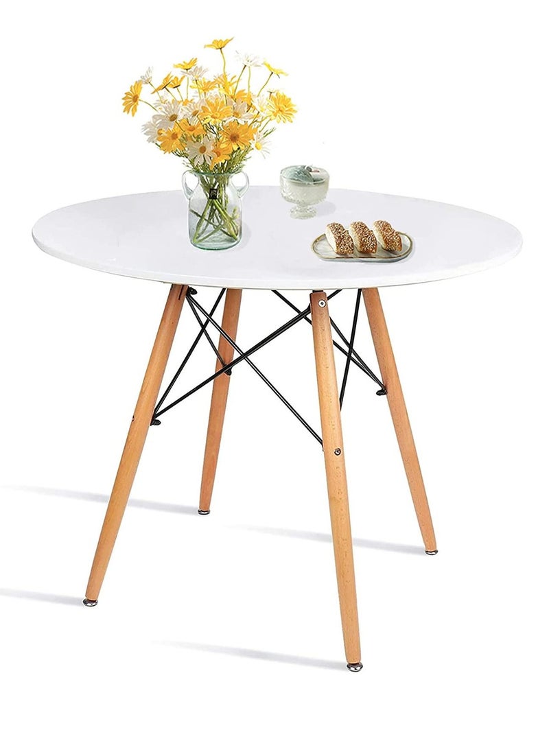 MAAS - Round side table with rounded legs and sides of solid wood for coffee or dining - Image 1