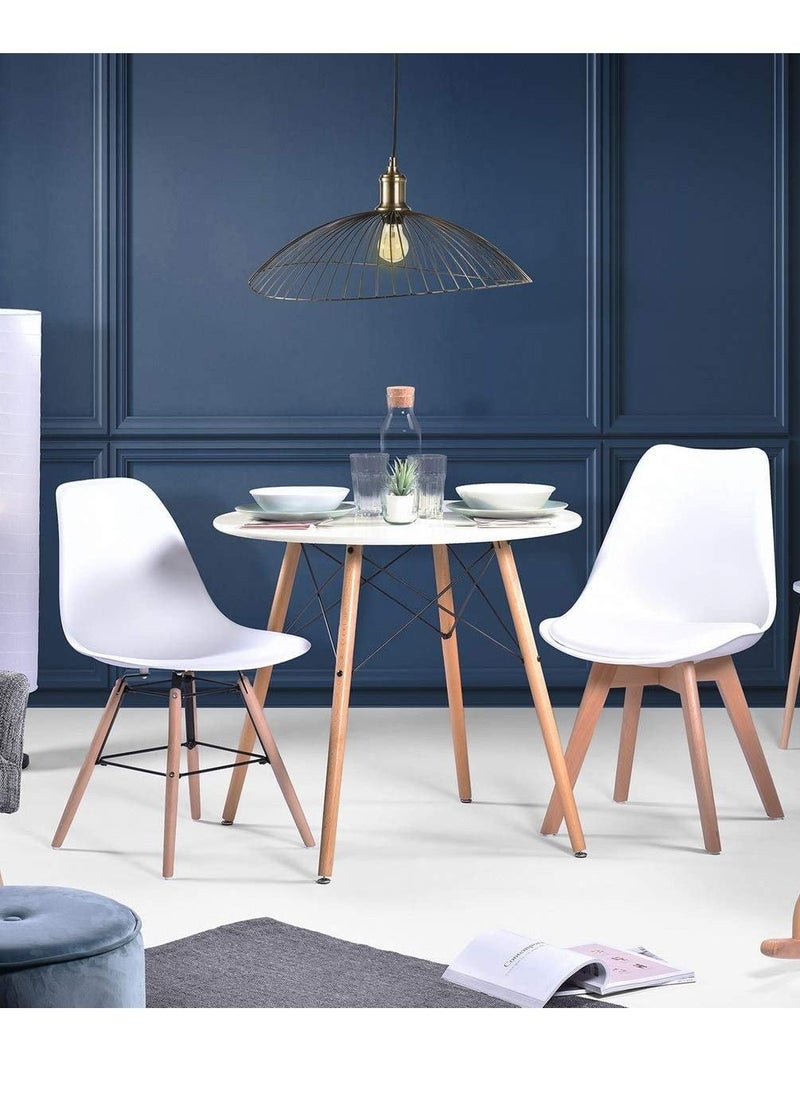 MAAS - Round side table with rounded legs and sides of solid wood for coffee or dining - Image 1