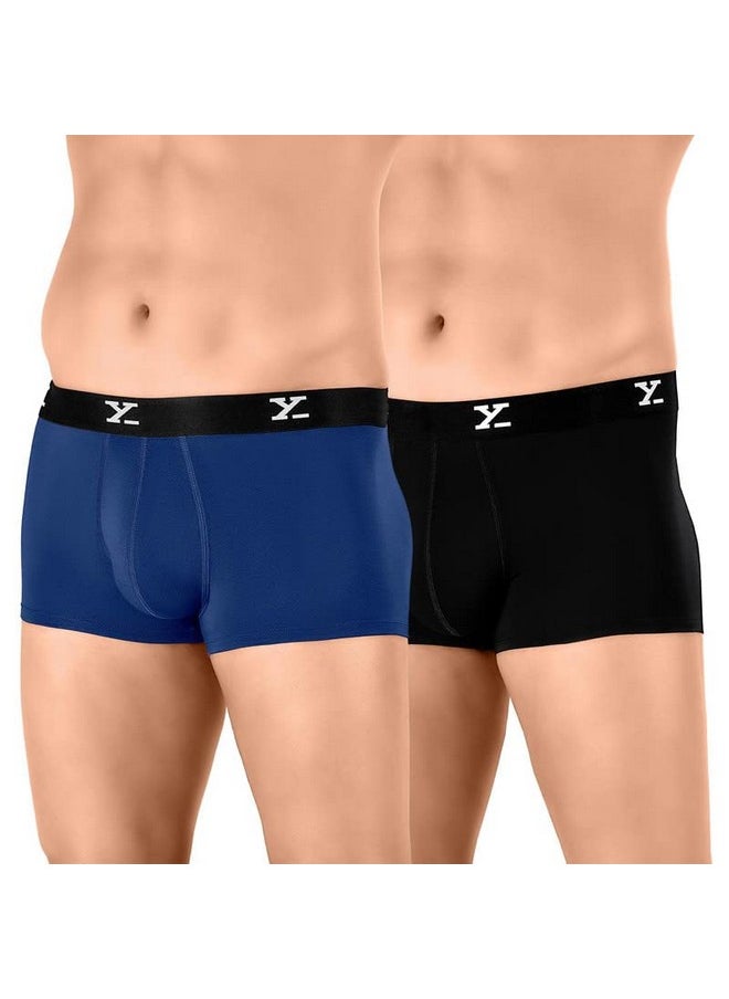 XYXX - XYXX Men's Underwear Ace IntelliSoft Antimicrobial Micro Modal Trunk Pack of 2 (Twilight Blue;Black; M) - Image 1
