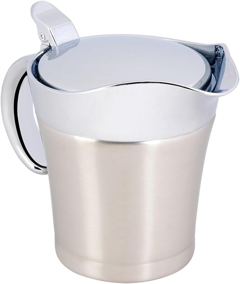 AMONIDA 304 Stainless Steel Sauce Gravy Boat, Double Wall Insulated Thermal Serving Jug, Sauce Dispenser with Lid, Ideal for Gravy, Sauces, Custard, Ketchup, Mustard & Cream Salad Dressing (Small - Image 1