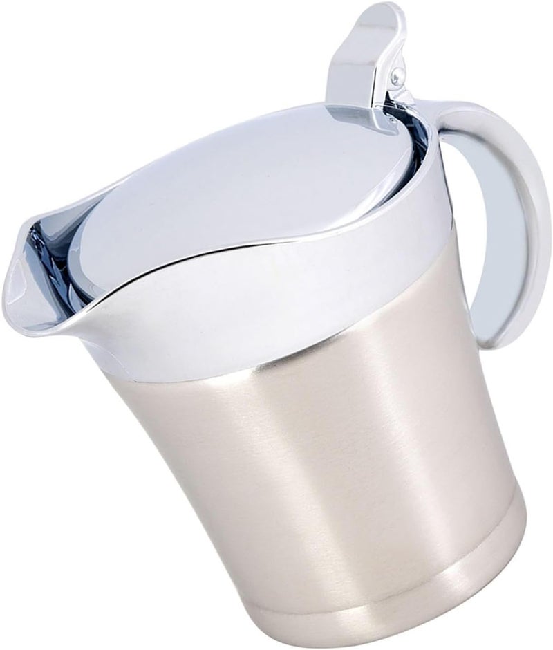 AMONIDA 304 Stainless Steel Sauce Gravy Boat, Double Wall Insulated Thermal Serving Jug, Sauce Dispenser with Lid, Ideal for Gravy, Sauces, Custard, Ketchup, Mustard & Cream Salad Dressing (Small - Image 2