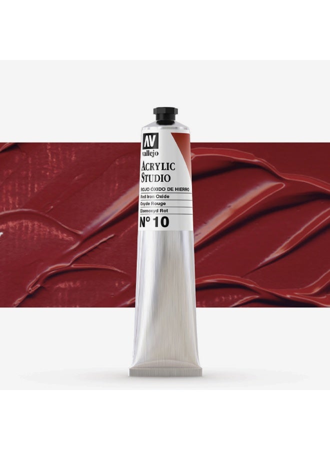 Vallejo Professional Acrylic Paint for Artists & Studios – Red Iron Oxide, High Pigment, Smooth Coverage on Canvas & Wood – 58ml - Image 1