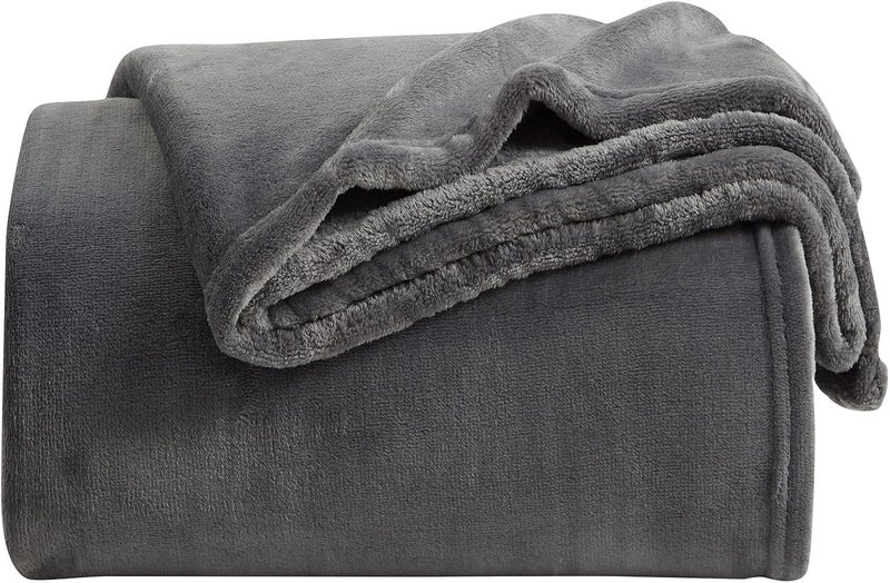 KMUSET Fleece Blanket Throw Size Dark Grey Lightweight Super Soft Cozy Fuzzy Bed Blankets Microfiber Factory Shop - Image 1