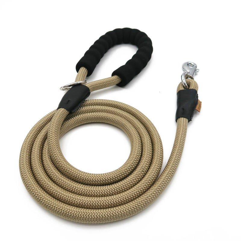 Aiminto Dog Leash, Braided Rope Traction â€“ Walking Training Lead for Medium/Large Dogs ((1/2") x 6FT, Khaki) - Image 1