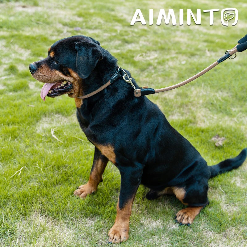 Aiminto Dog Leash, Braided Rope Traction â€“ Walking Training Lead for Medium/Large Dogs ((1/2") x 6FT, Khaki) - Image 3