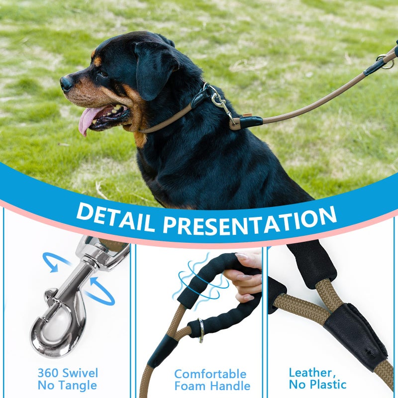 Aiminto Dog Leash, Braided Rope Traction â€“ Walking Training Lead for Medium/Large Dogs ((1/2") x 6FT, Khaki) - Image 4