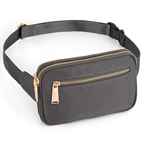 UTO Fanny Pack for Men&Women Waterproof Nylon Fashion Slim Lightweight Waist Pack Bag with 3 Zipper Pockets Dim Grey - Image 1