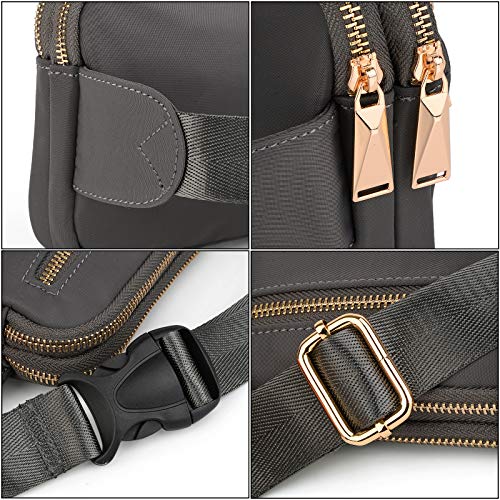 UTO Fanny Pack for Men&Women Waterproof Nylon Fashion Slim Lightweight Waist Pack Bag with 3 Zipper Pockets Dim Grey - Image 4