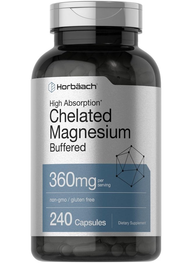 Horbaach Horbäach Chelated Magnesium | 360mg | 240 Capsules | Non-GMO & Gluten Free Supplement  - Image 1