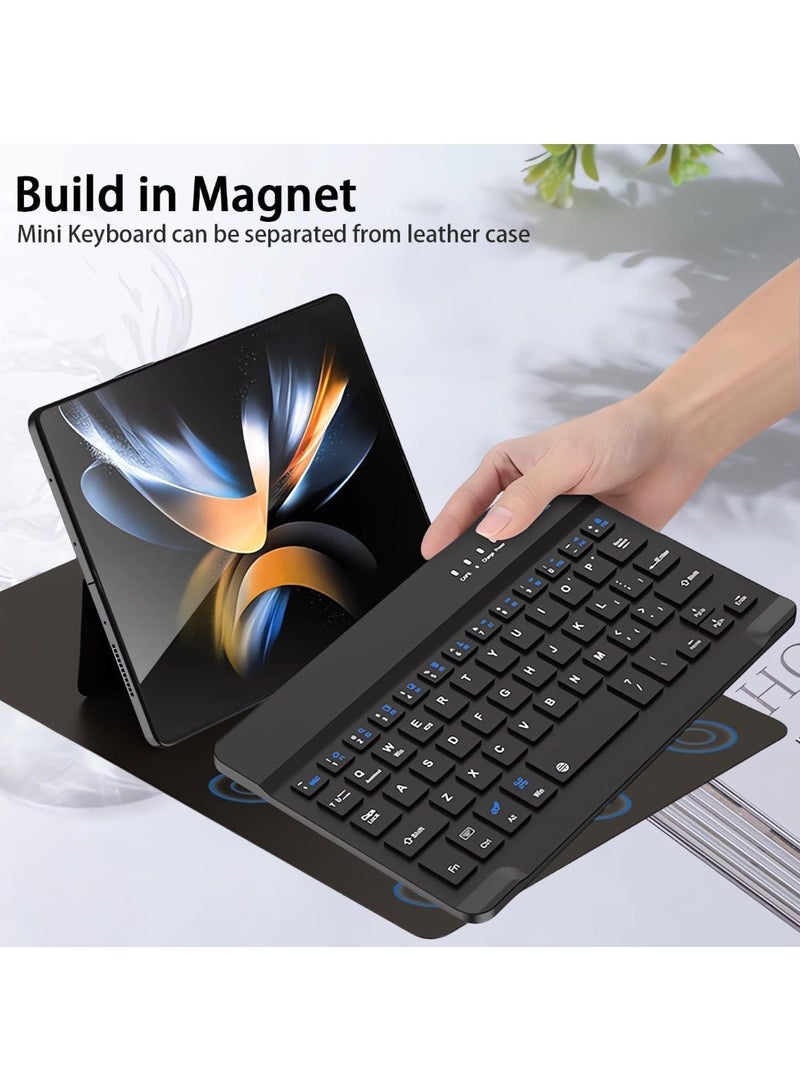 Muzz Samsung Galaxy Z Fold 7 Keyboard Case with Wireless Keyboard, Mouse, and Stylus Pen, Carbon Fiber Black - Image 3