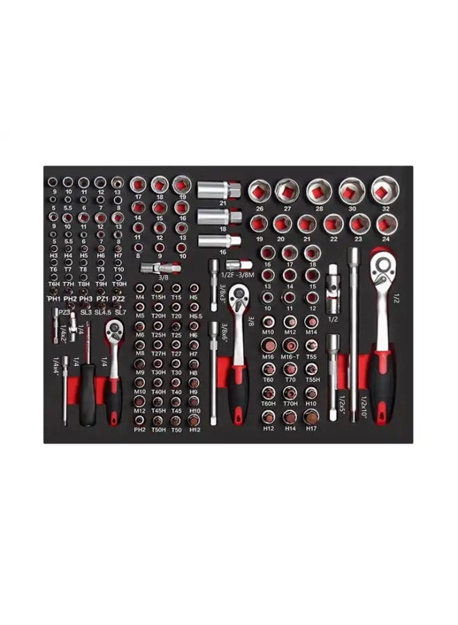 Complete Tool Trolley Drawer Rack 139 Pieces 1/4" - 1/2" - 3/8"