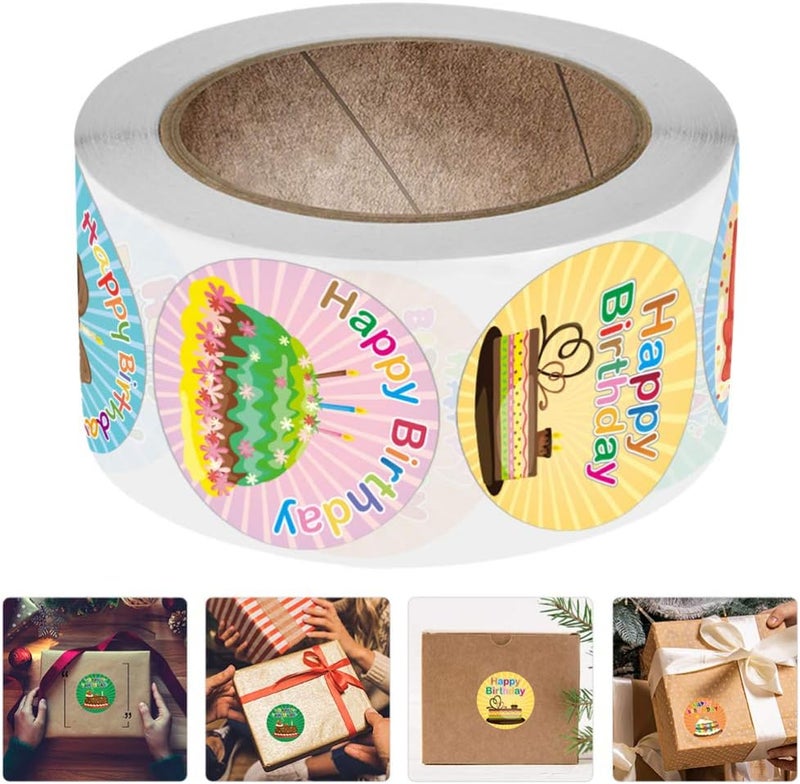 comfrt 500pcs Happy Birthday Stickers Birthday Envelope Seals Kids Gift Boxes Stickers Party Favor Bags Stickers Label Stickers for Baby Shower Kids Birthday - Image 2