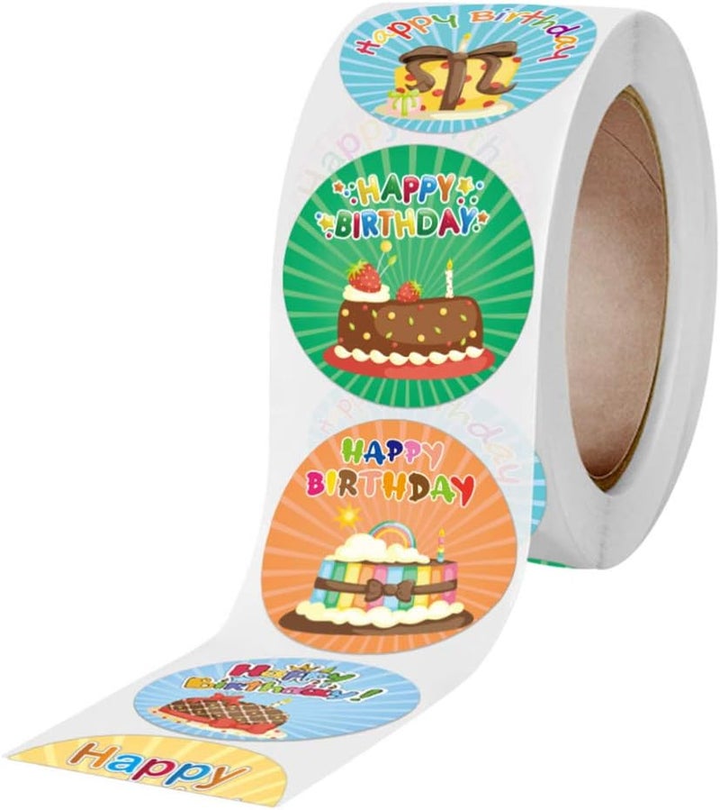 comfrt 500pcs Happy Birthday Stickers Birthday Envelope Seals Kids Gift Boxes Stickers Party Favor Bags Stickers Label Stickers for Baby Shower Kids Birthday - Image 1