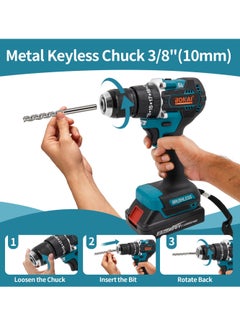 BONAI Cordless Hammer Drill Set: 36V 10mm Capability, 950-2500 RPM Speed, Perfect for Metal, Wood, and Wall Projects with Twin Batteries  - Image 5