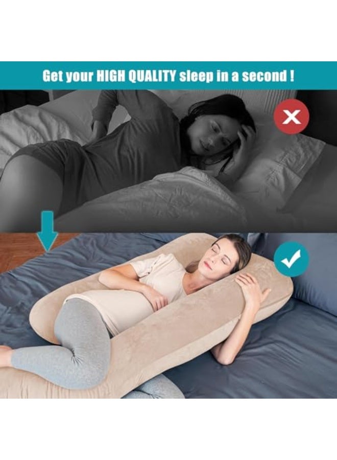 HOME DWELL Pregnancy Pillow - Supportive Maternity Pillow for Sleeping, 115 x 85 x 25 cm, Comfortable Body Pillow for Pregnant Women(Brown) - Image 4