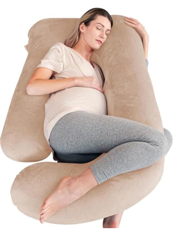 HOME DWELL Pregnancy Pillow - Supportive Maternity Pillow for Sleeping, 115 x 85 x 25 cm, Comfortable Body Pillow for Pregnant Women(Brown) - Image 1