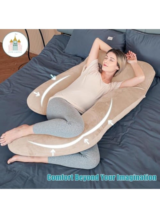 HOME DWELL Pregnancy Pillow - Supportive Maternity Pillow for Sleeping, 115 x 85 x 25 cm, Comfortable Body Pillow for Pregnant Women(Brown) - Image 2