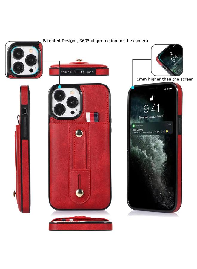 Zaboon Case For iPhone 12 Pro Max Wristband Kickstand Wallet Leather Phone Case - Image 3