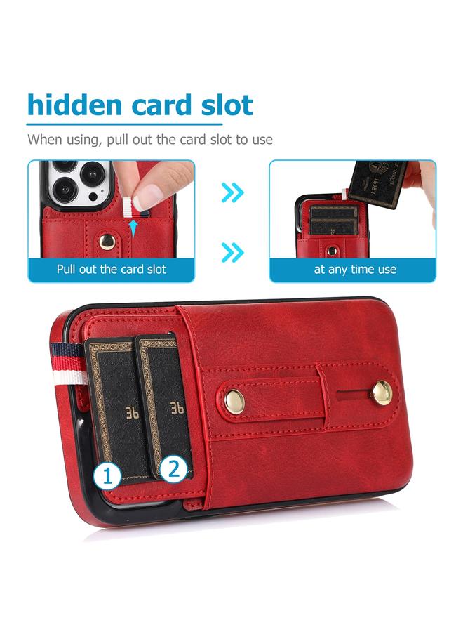 Zaboon Case For iPhone 12 Pro Max Wristband Kickstand Wallet Leather Phone Case - Image 4