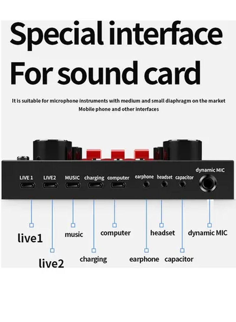 GENNEXT Professional Condenser Microphone With V8S Live Sound Card And Studio Recording Broadcasting Set - Image 4