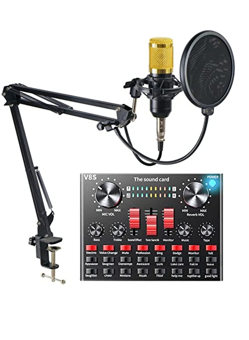 GENNEXT Professional Condenser Microphone With V8S Live Sound Card And Studio Recording Broadcasting Set - Image 2
