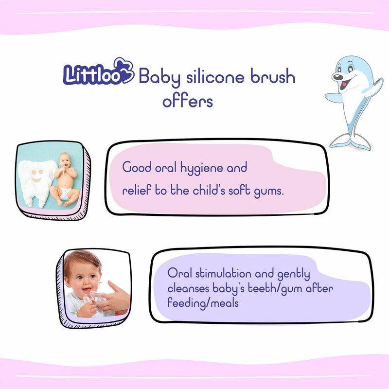 LITTLOO Silicone Baby Finger Toothbrush, Great for Massaging & Cleaning Gums, BPA-Free, Travel-Friendly Oral Care, Use Soft Brush For Kids & New Born Baby, Kids Finger Toothbrushes Pack of 4 (Clear) - Image 4