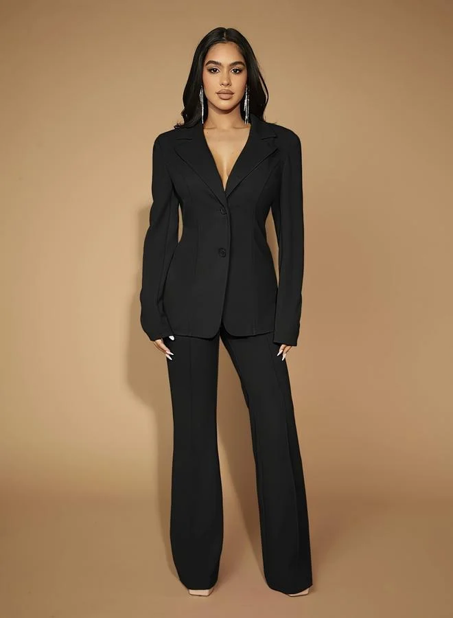 Take Two Black Women Black High-Rise Straight Leg Trousers for Women | Best Price UAE