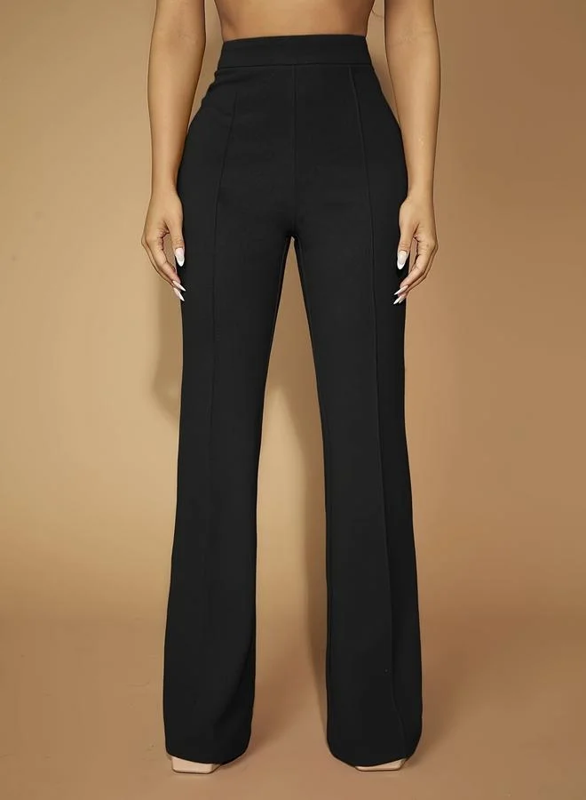 Take Two Women Black High-Rise Straight Leg Trousers