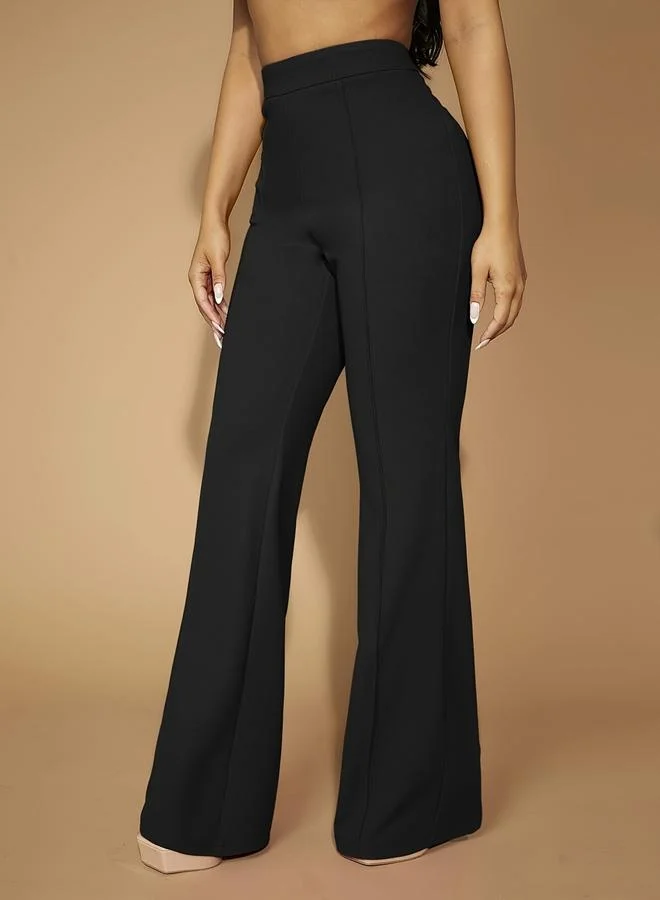 Take Two Black Women Black High-Rise Straight Leg Trousers for Women | Best Price UAE