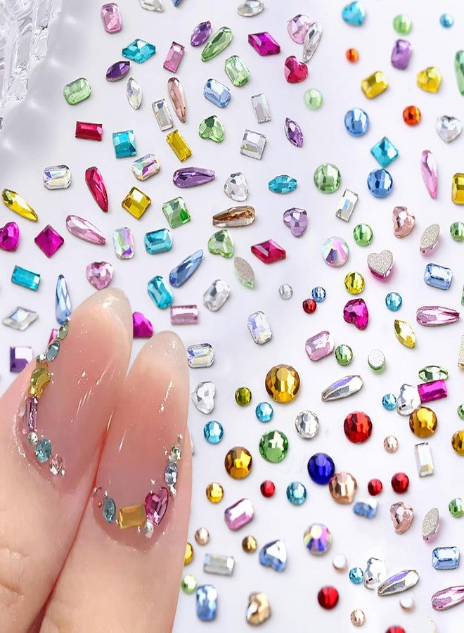 HYWWPFLAY 280PCS Rhinestones for Nails, 3D Flat Back Nail Gems and Rhinestone Mix-Color Mix-Size Nail Crystal Gemstones Nail Art Rhinestones for Salon or DIY Craft Decoration - Image 1
