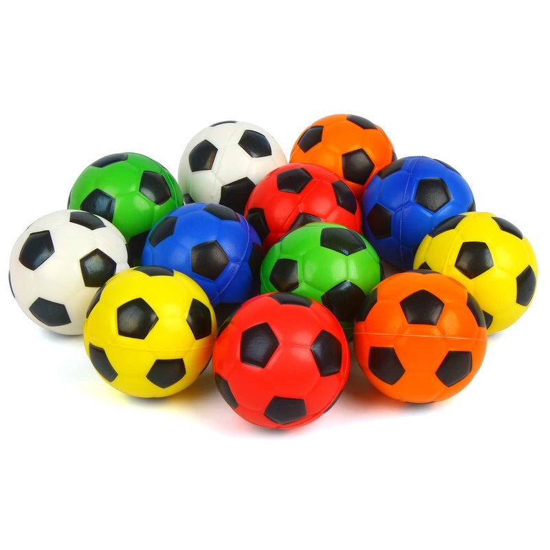 VEYLIN 12-Piece Multicolor Sponge Football Set, 6cm Foam Soccer Balls for Kids - Image 1