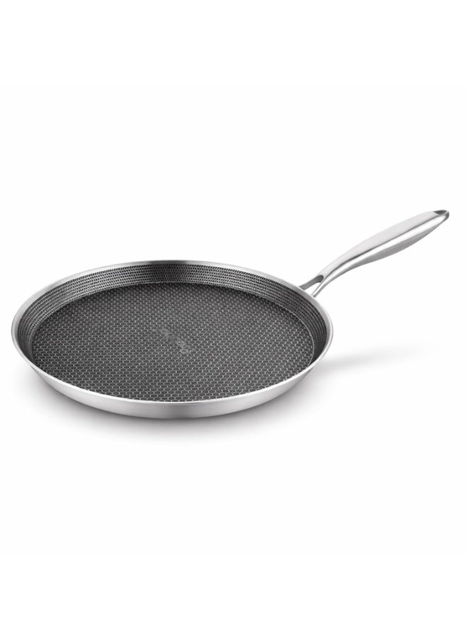 Prabha Stainless Steel Dosa Tawa | Triply Hexa Cube Roti Tawa 30cm | Dosa Tava Non Stick Marble Coating Induction Base & Gas Stove Compatible | Food-Grade Steel Sturdy Handles - Image 1