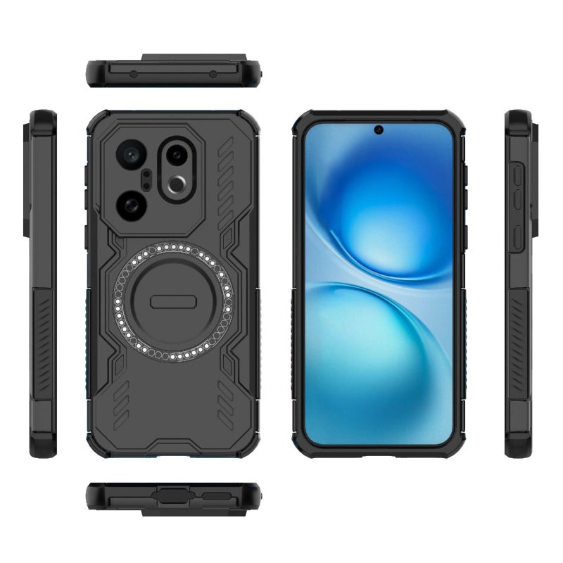 For vivo X200 FE Global  Armor MagSafe Magnetic Ring Shockproof Phone Case(Black) - Image 2