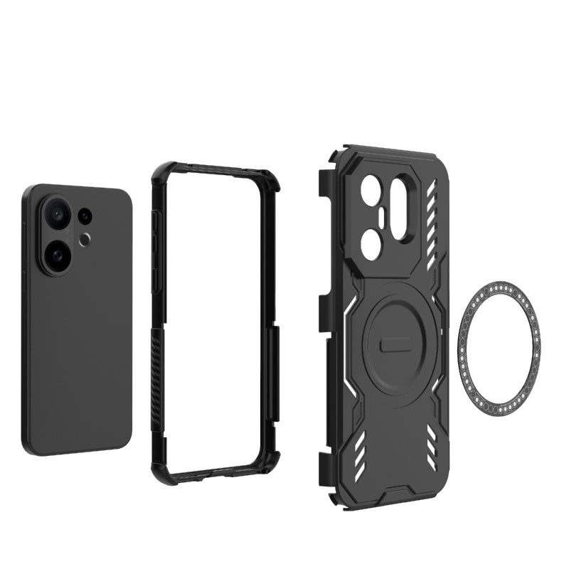 For vivo X200 FE Global  Armor MagSafe Magnetic Ring Shockproof Phone Case(Black) - Image 3