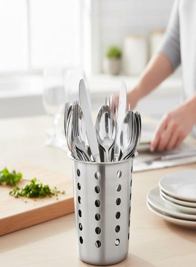 TrueCraftware- 4-3/8" x 5-3/8" Stainless Steel Flatware Cylinder with outer lip Set of 4- Silverware Utensil Holder Kitchen Tools Flatware Holder Utensil Drying Cylinder Countertop Silverware Caddy - Image 2