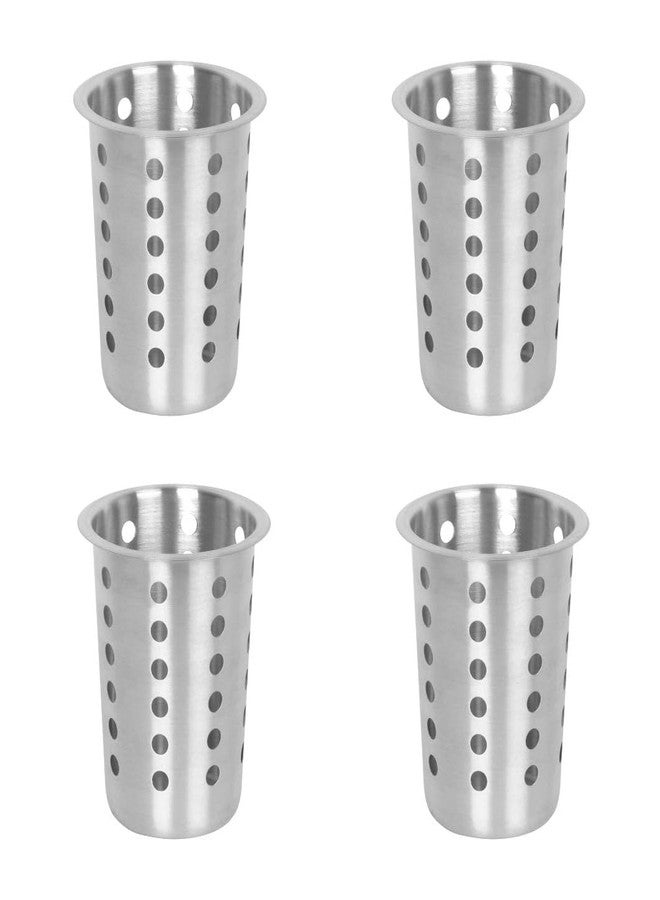 TrueCraftware- 4-3/8" x 5-3/8" Stainless Steel Flatware Cylinder with outer lip Set of 4- Silverware Utensil Holder Kitchen Tools Flatware Holder Utensil Drying Cylinder Countertop Silverware Caddy - Image 1