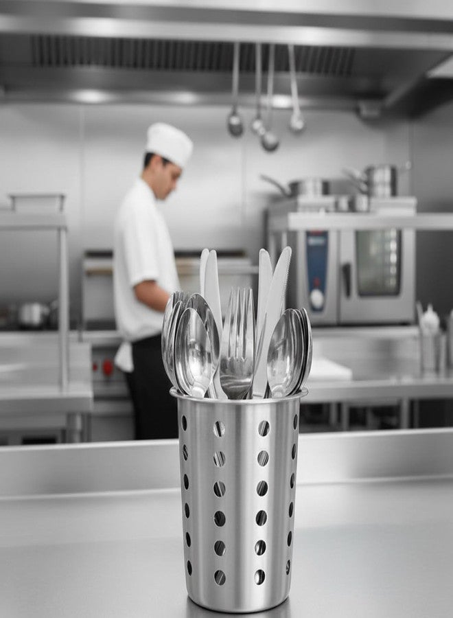 TrueCraftware- 4-3/8" x 5-3/8" Stainless Steel Flatware Cylinder with outer lip Set of 4- Silverware Utensil Holder Kitchen Tools Flatware Holder Utensil Drying Cylinder Countertop Silverware Caddy - Image 3