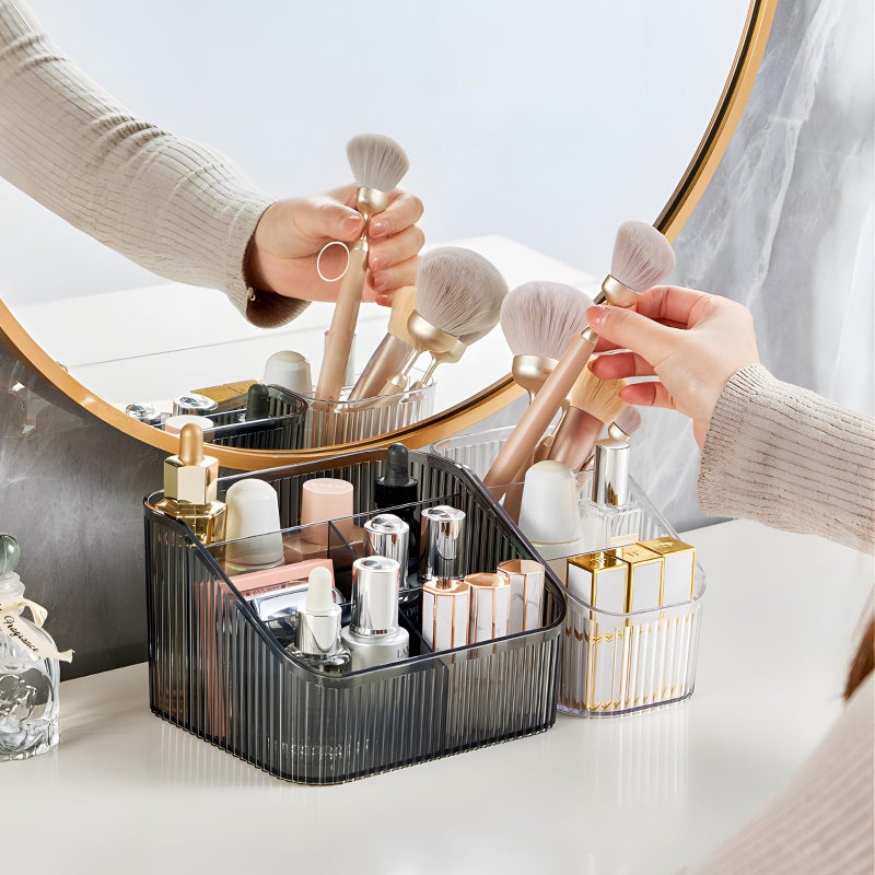 Osteed Black Makeup Organizer Makeup Brush Holder 8 Coups for Vanity Bathrate Confertop Organizer Vresser Organizer for Cosmetic Dispetic Skincare Cups Perfum - Image 2