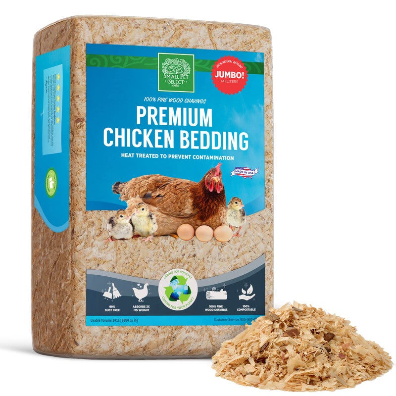 Small Pet Select Pine Shavings Chicken Bedding, Chicken Coop Bedding, Wood Shavings, Great for Hen Nesting Boxes and Chick Brooders, 141L - Image 1