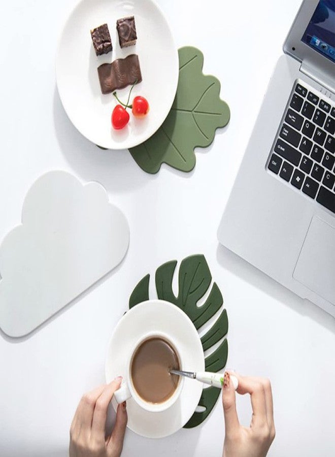 Wonlex Monstera Drink Coasters 2 Pack, Silicone Coasters for Drinks, Green Soft Rubber Coaster, Protect Furniture from Water Marks or Damage, Non Slip Coasters (Small, Monstera) - Image 3