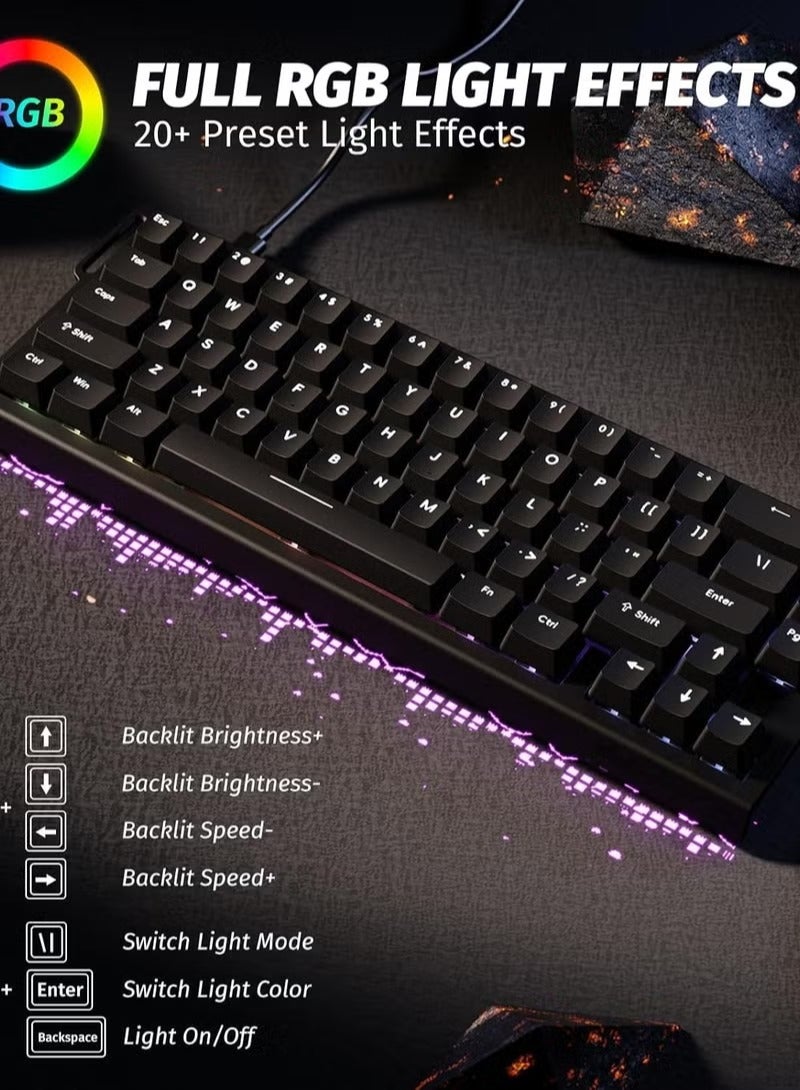 Attack Shark X68 HE Rapid Trigger Mechanical Gaming Keyboard 60% Wired TKL with Adjustable Actuation,Hall Effect Magnetic Switch,8KHz Polling Rate,RGB Backlit,Top Mount,Side Printed Keycap(Black) - Image 5