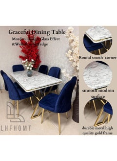LHFHOMT 7 Seater Dining Room Sets 1 Table With 6 Chairs (160 x 80 x 70 cm) dining Table Sets  - Image 2